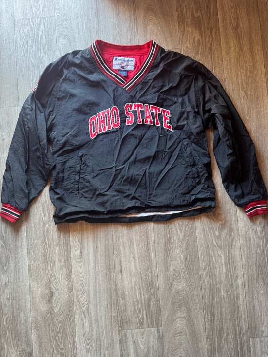 Champion Other - Vintage Ohio State Champion Red and Black Striped Collar Windbreaker